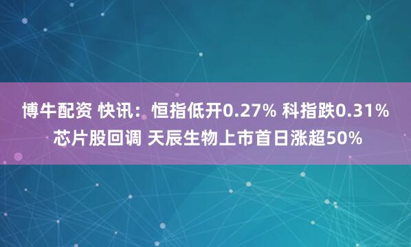 博牛配资 快讯：恒指低开0.27% 科指跌0.31% 芯片股回调 天辰生物上市首日涨超50%